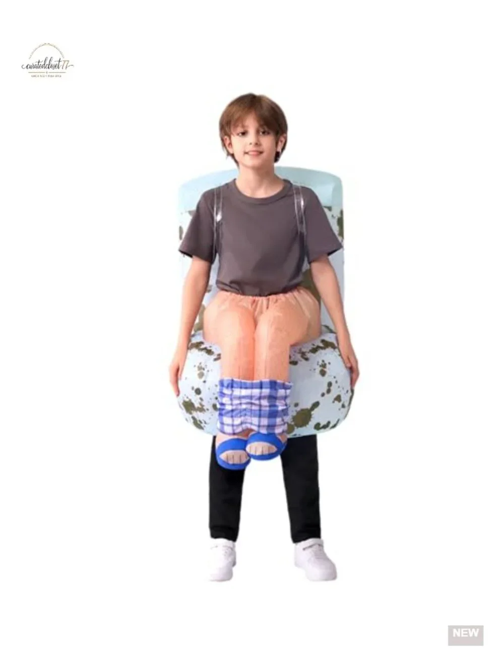 Kids Halloween Inflatable Toilet Costume with Fan, Funny Blow Up Suit, Up to